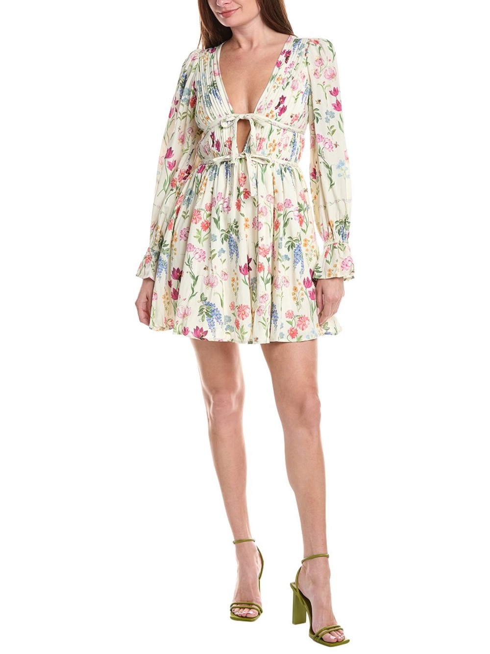 En Saison Mirobella Mini Dress Cream Floral V-Neck Mini Dress